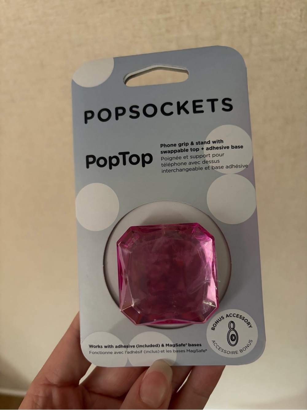 PopSocket PopTop Hot Pink Gem Swappable Phone Grip
